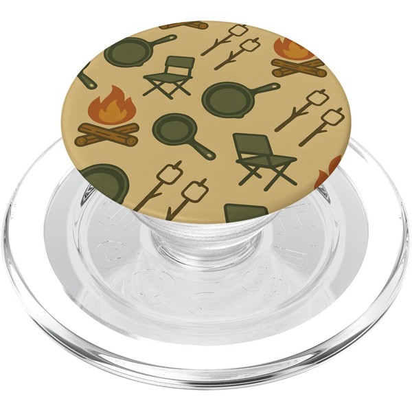 Camping Fire Pit Marshmallow Cast Iron Pattern PopSockets PopGrip for