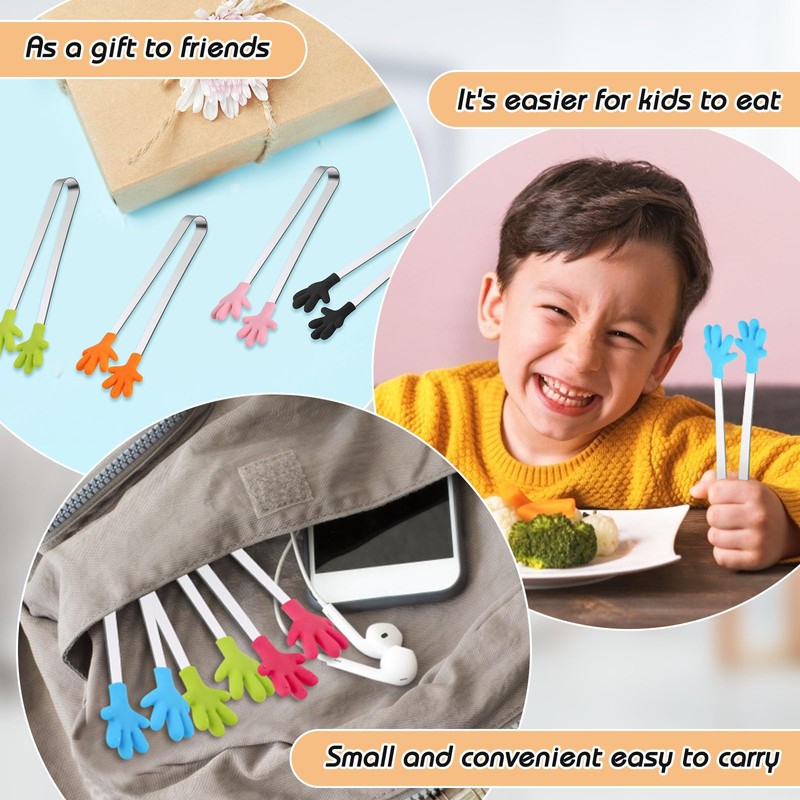 Shindel Small Tongs, 5.1 Inch Mini Tongs for Kids, Cute
