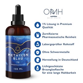 Methylenblau 1% Lösung 100ml Methyl Blau Tropfen hochdosiert laborgeprüft rein in Deutschland hergestellt