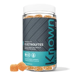 Known Known Tasty Electrolytes Gummies C 360mg of Electrolytes for HydrationC Natural Orange and Lemon Flavour C 60 Vegan Gummies, 4 per Serving