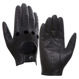 Harssidanzar Men's Leather Driving Gloves, Soft Unlined Gloves, GM026CA, Black, Size S