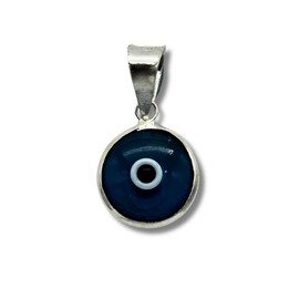 VIGGIANO 925 Sterling Silver 10mm Dark Blue Round Evil Eye Charm Pendant Only