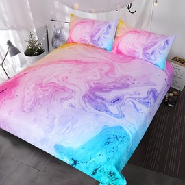 Tabeskly Kids Girls Rainbow Bedding Duvet Covers Set Single, Cute Soft Zipper Childrens Full Bed 3 Piece Quilt Covers and Pillowcases Small Mildly Cosy Budget Bedclothes 135×200cm
