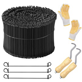 1000 Pcs Rebar Tie Wire-16 Gauge 6 Inch Double Loop Annealed Steel Rebar Ties with 2 Pcs Tying Tools & Protective Work Gloves for Gardening,Fencing,Construction,Concrete Reinforcement