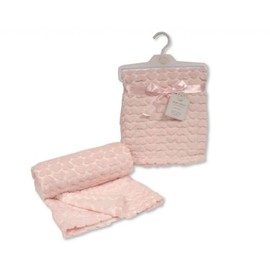 Cozy Baby Blanket – Jacquard Heart Plush & Warm Throw for Infant or Toddler, Ideal for Crib, Cot & Stroller | Unisex Baby Gift 75x100cm (Pink)