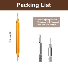 Mabor Watch Band Pins Remover Tool, Double Ended Design Repair Tool Kit for Remove Install Watch Bands Tool Spring Bars Pins Aluminum Alloy Tool Replacement Fork and Cleaning Cloth