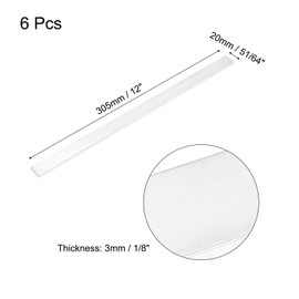 sourcing map 6 Pcs Square Aluminum Flat Bar, 1/8" (3mm) Thick x 51/64" (20mm) Width x 12" (305mm) Long 6061 Aluminum Flat Plate Solid New Mill Stock Silver for Industrial Building