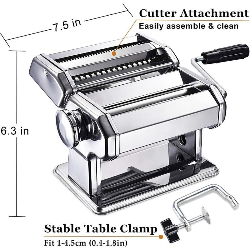 Pasta Maker Machine, Manual Pasta Maker with 9 Adjustable Thickness