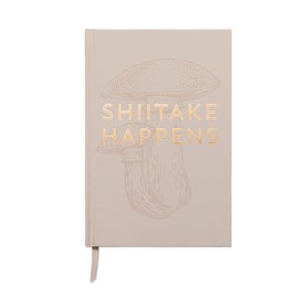 Designworks Ink Soft Touch Hardback Notebook with 240 Lined Pages for Work, Writing, Journal, Vintage Style, Shiitake Happens, Grey Mushroom, 36 x 54 cm