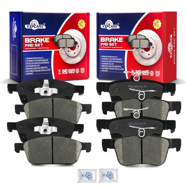 YXPCARS Ceramic Disc Brake Pads Set Front and Rear Replacement