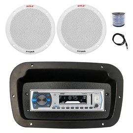 Pyle Marine Radio, Spa Bezel,Adapter, Antenna,Wire, 2x 6.5'' 400W White Speaker