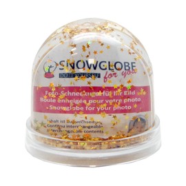Snowglobe for You 50012 Photo Snow Globe Large with Picture Base Transparent Gold Stars 9 cm