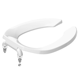 Commercial Toilet Seat Front Open, Toilet Seat Public 18.5 Inch Elongated Toilet Seat for Church, School, Hospital, Office,Heavy Duty Toilet Lid Common(White)