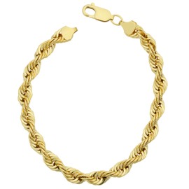 Kooljewelry Men's 14k Yellow Gold Filled Rope Chain Bracelet (6 mm, 8.5 inch)