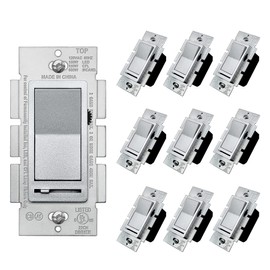 BESTTEN 10 Pack Matte Silver Dimmer Light Switch, Single Pole or 3-Way, Compatible with Dimmable LED, CFL, Incandescent and Halogen Bulb, LED Slide Dimmer Wall Switch, 120VAC, UL Listed