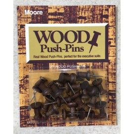 Moore Wooden Push Pins -Brand Moore - 20-Count - Brown