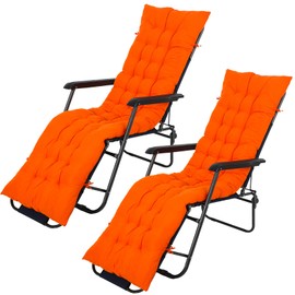 Bucherry 67 x 19 Inch Chaise Lounge Cushions Soft Lounge Chair Cushion Gravity Chair Cushion Sofa Lawn Furniture Cushion Pad with 6 Tie for Outdoor Indoor Patio Home Without Headrest (Orange,2 Pcs)