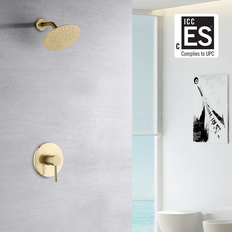 sumerain Brushed Gold Shower Faucet Set with 8 Inches Stainless