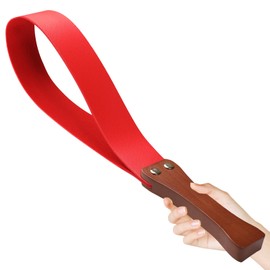 Dnoifne 19'' Riding Crop for Horses, Leather Paddle with Wooden Handle (Red)