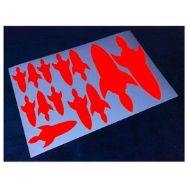 Veloviz Reflective Rocket (Assorted) Red Die-Cut Vinyl Cargo Bike Stickers Decals