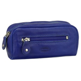 Leather Key Case Key Case Key Folder Key Bag with Zip Compartment Various Colours, royal blue