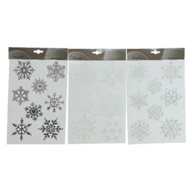 SNOWFLAKES Design Christmas Window Stickers / Decorations - 3 x Sheets / 22 Stickers - Iridescent, Silver, White Glitter CHRISTMAS SNOWFLAKES for Christmas Window Decoration and Decorative Xmas Items