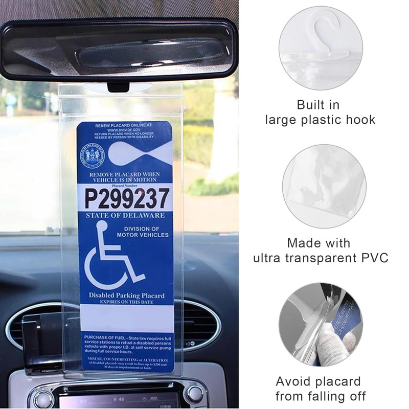 JUSTTOP Handicap Parking Placard Holder, 11.6"×5" Ultra Transparent PVC Disabled