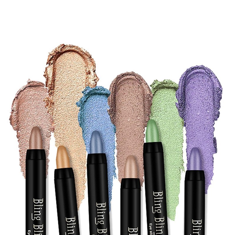 Waterproof Eyeshadow Pencil Creamy Long Lasting Eyeshadow Makeup (Silver)