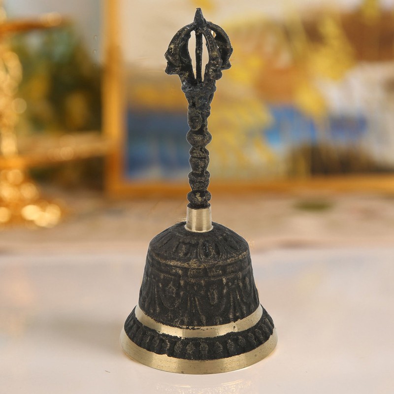 Rattle Retro Relief Hand Cranked Old Buddhist Meditation Bells Rattles