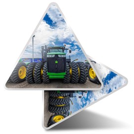 2 x Triangle Stickers 10 cm - Green Farm Tractors Farmer Fun Decals for Laptops,Tablets,Luggage,Scrap Booking,Fridges #15545