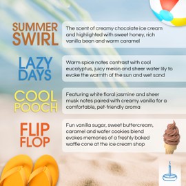 Gonesh Scents of Summer - Incense Sticks Variety Pack - Non-Toxic 10” Slow Burn Aromatic Sticks - Summer Swirl, Flip Flop, Cool Pooch, Lazy Days - 30 Sticks Each