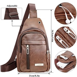 QuneusHot 2Pcs Sling Bags for Crossbody Small Leather Backpack Anti Theft Casual Chest Bag Travel Hiking for Men Women Coffee