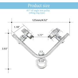 Angle Iron Cable Pulley Crane Bearing Wheel Lifting Ring SiegYma 5Pcs Suspension Pulley, for Iron Cable Pulley and Cable Pulley ((40 * 40 (Lifting Ring)))