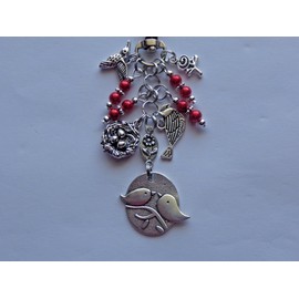 HANDMADE BIRD LOVERS BIRD WATCHERS BIRDS LOVE KEY CHAIN CLIP FOR PURSE FOB BACKPACK BAG