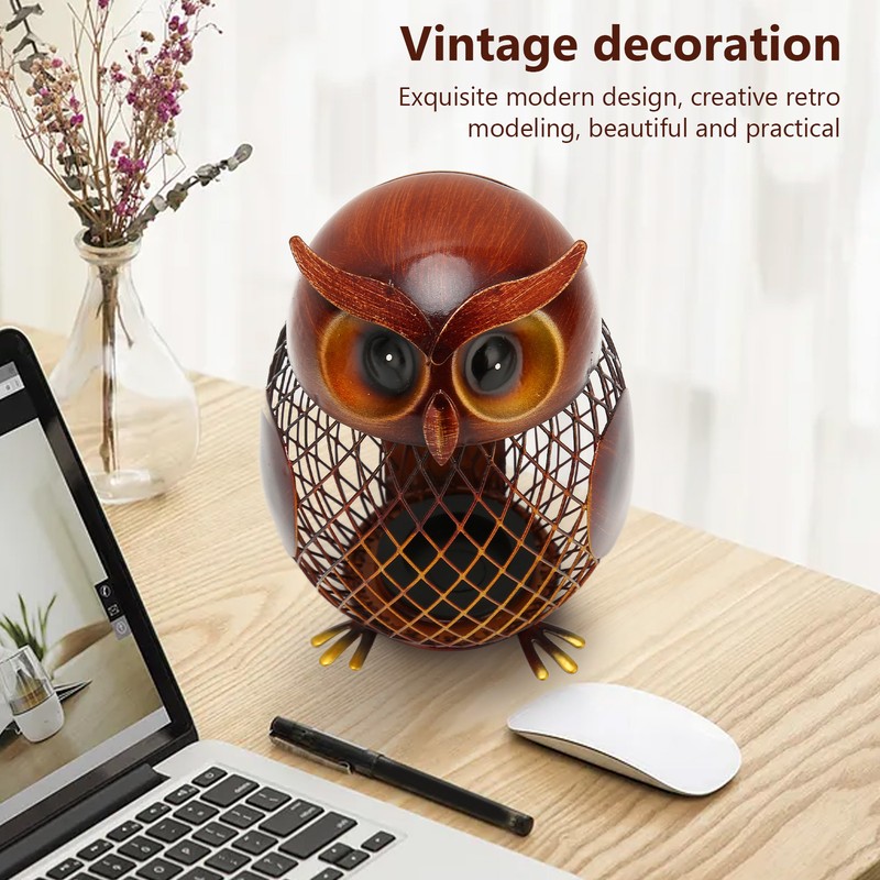 Owl Piggy Bank Owl Shaped Metal Coin Box Handwork Crafting