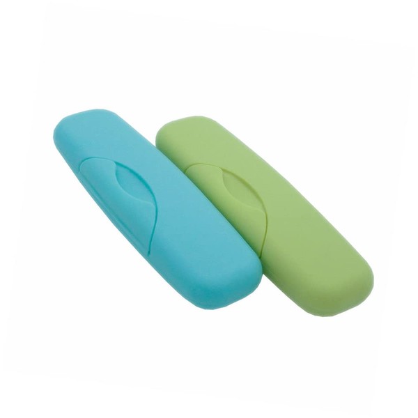 Oblong Plastic Colorful Tampon Case (Pack of 2) Small Container (Blue&Yellow)