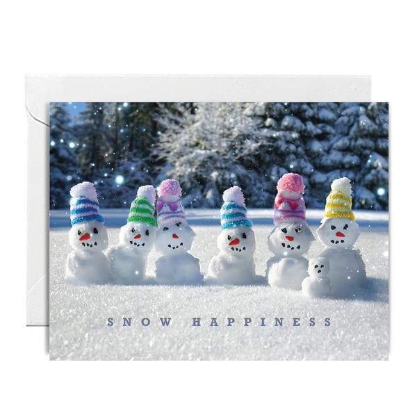 Easykart Christmas Greeting Cards with Envelopes | Pack of 24 cards - Snow Happiness Designs | 7.25 x 5.5 Inch Merry Christmas Cards with Seal Stickers For Friends , Family and loved Ones ( 1 PACK - 24 CARDS )
