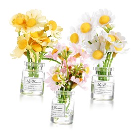 ULTECHNOVO 3 Pcs Cute Mini Flower Vases for Car Aesthetic Dashboard Decorations Versatile Floral Car Accessories Convenient Setup
