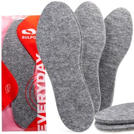 SULPO 3 Pairs of Felt Insoles for Men, Women and Children, Winter Shoe Soles, Insulating Insoles, Extra Thick, Warm Felt Insoles for Shoes, Winter Insoles, Size 23-50