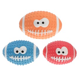 Toddmomy 3pcs Rugby Pet Squeaky Toys Molar Toys Sports Ball Dog Bite Toy Latex Dog Chew Cat Plaything Toys for Pet Birthday