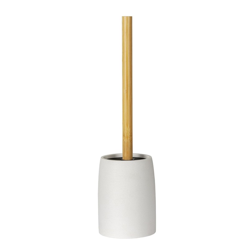 WENKO Altavalle Freestanding Toilet Brush Set Polyresin and Bamboo for