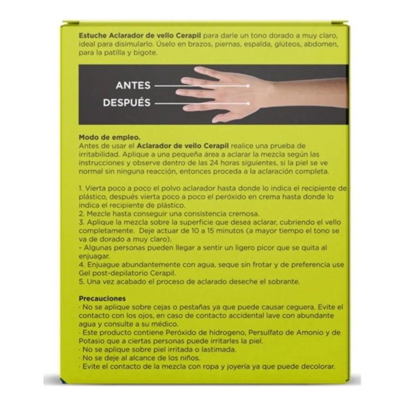 Aclarador Vello Cerapil Estuche Hair Bleach