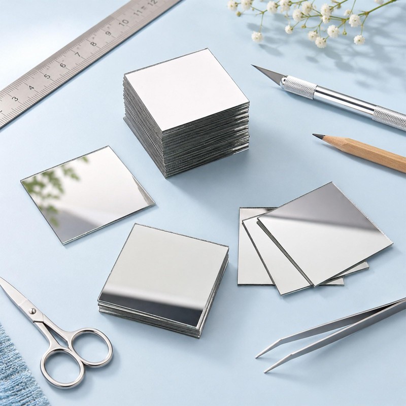 25 Pack Mini Acrylic Square Mirror Tiles, Self-Adhesive Small Mirrors