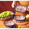 Bicuzat Vintage Flowers Style Ceramic Bakeware Casserole Dish Baking Pan