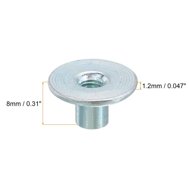 sourcing map M4 T-Nuts, 24pcs Carbon Steel Tee Nut Round