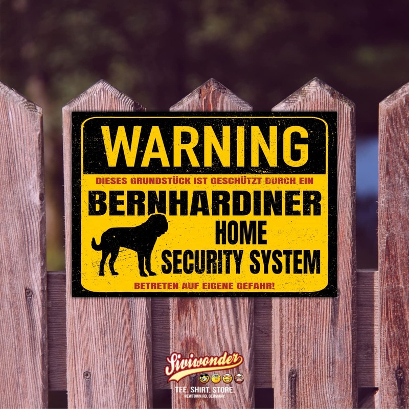 Saint Bernard Dog Sign Warning Security System Door Sign Dog
