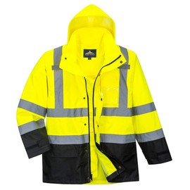 Portwest Hi-Vis Contrast Rain Jacket Viz Insulated Safety Visability Work Wear Rain ANSI 3, 4XL