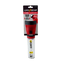 Life Gear LED Flashlight with Glow Handle, Emergency Flasher and Storage Compartment, RED,White/Red