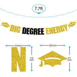 Big Degree Energy Banner, clase de 2023 maestría, doctorado universitario, suministros de decoración para fiestas de graduación (color negro y dorado)