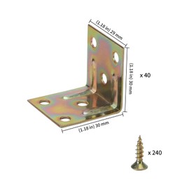 KEILEOHO 40 PCS 30 x 30 x 29mm Corner Braces, Metal Steel L Shape Brackets with Screws, 90 Degree Right Angle L Bracket for Furniture Wood Cabinets Shelves